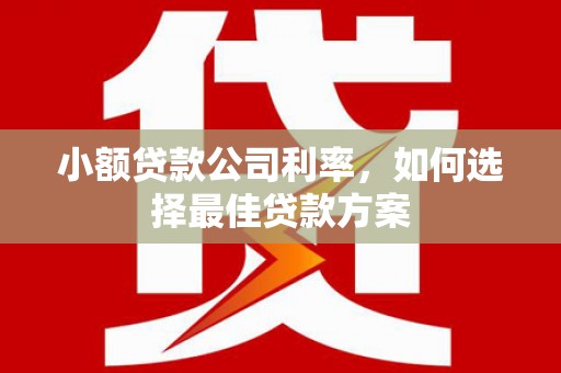 石柱小额贷款公司利率，如何选择最佳贷款方案