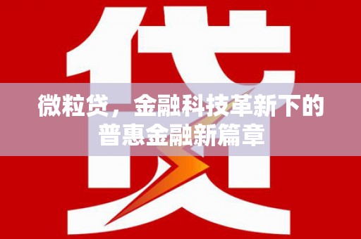 石柱微粒贷，金融科技革新下的普惠金融新篇章
