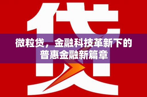 石柱微粒贷，金融科技革新下的普惠金融新篇章